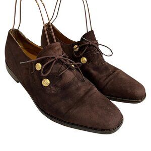 Mezlan dress shoes chocolate brown suede gold coin lace up mens 12